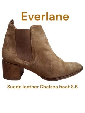 Everlane the heeled Chelsea boot suede leather block heel Chestnut women's 8.5